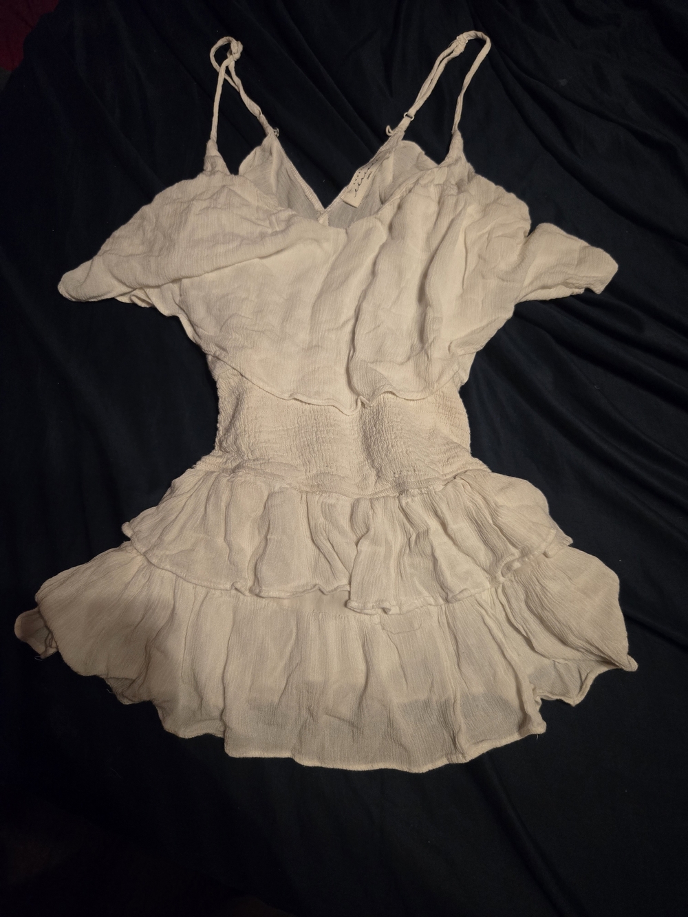 American Threads Cream Ruffle Off-Shoulder Romper - Picture 2 of 5